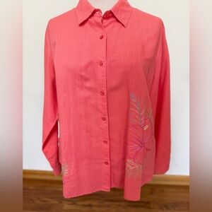 Coldwater Creek salmon colored buttoned down shirt